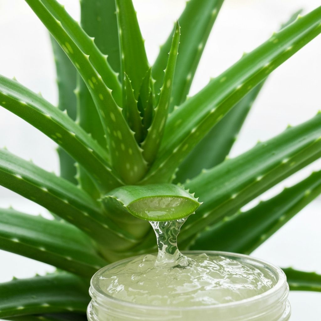 Fresh aloe vera plant with green leaves and natural gel for hair and skin care benefits